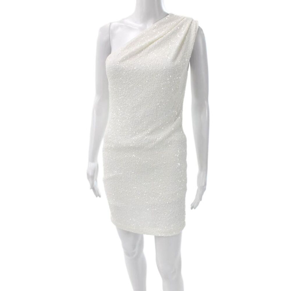 Generation Love Women Bodycon One-Shoulder White Knee-Length Dress Size S